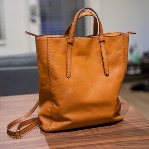 Tan Leather Convertible Backpack Purse